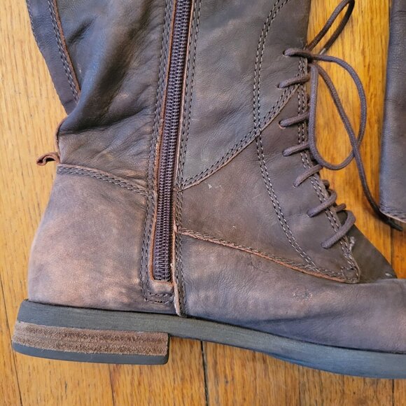 Lucky Brand RIA Tall Brown Leather Field Riding Boots Lace Up Equestrian - Picture 11 of 12